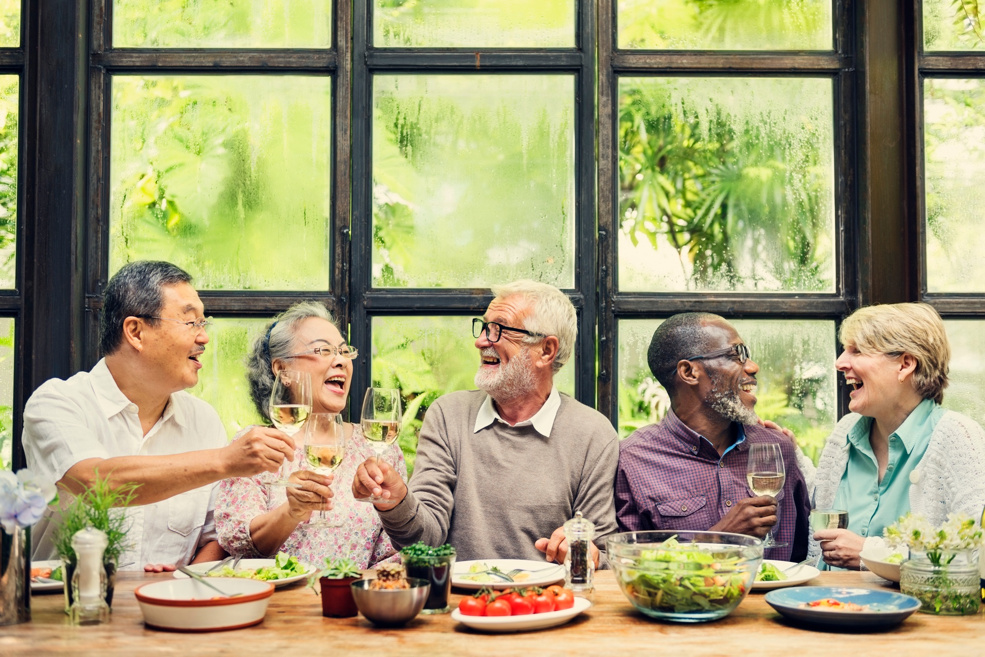 Group of Senior Retirement Meet up Happiness Concept